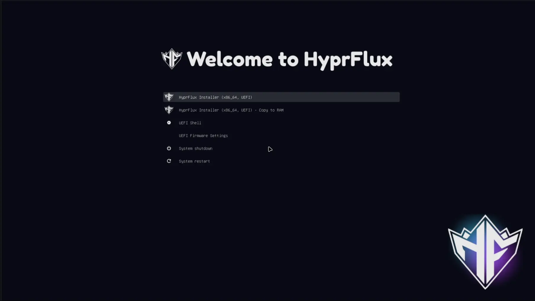 HyprFlux UEFI boot menu